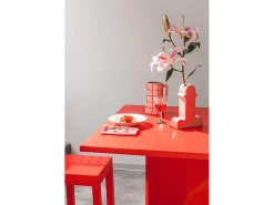 Mesa de comedor cuadrada tablero laminado de 3cm rojo llama 100x100cm