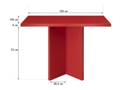 Mesa de comedor cuadrada tablero laminado de 3cm rojo llama 100x100cm
