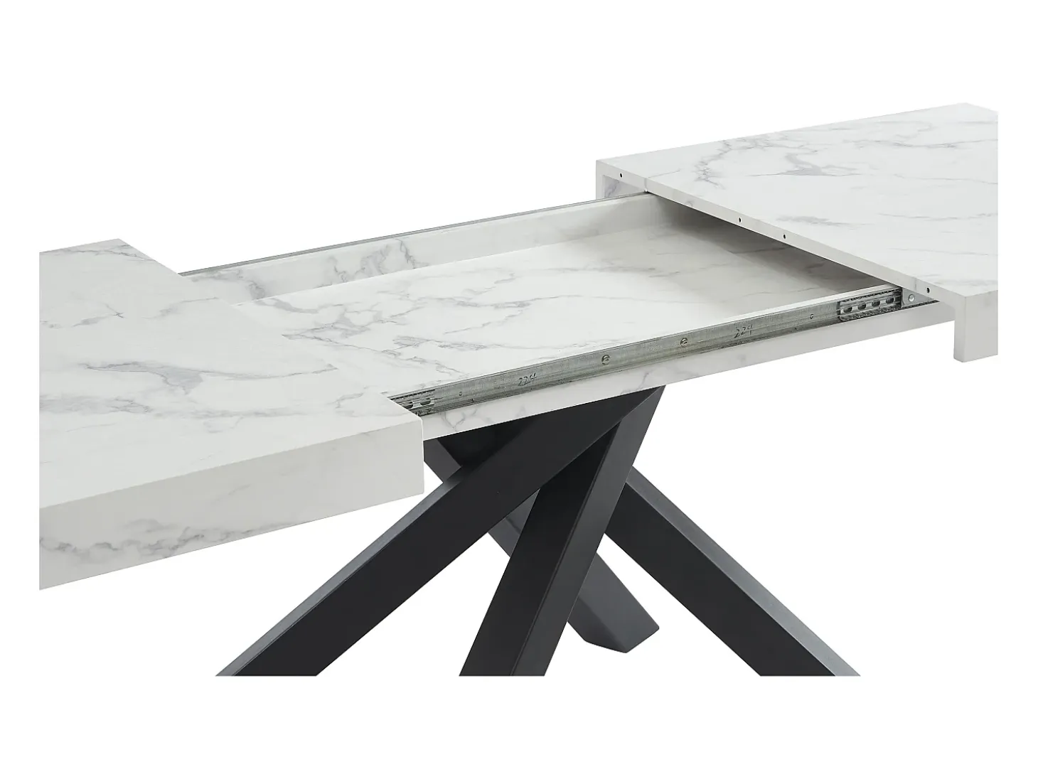 Mesa de comedor de 6 a 10 cubiertos de MDF y metal - Efecto mármol blanco y negro - CATONAV