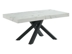 Mesa de comedor de 6 a 10 cubiertos de MDF y metal - Efecto mármol blanco y negro - CATONAV