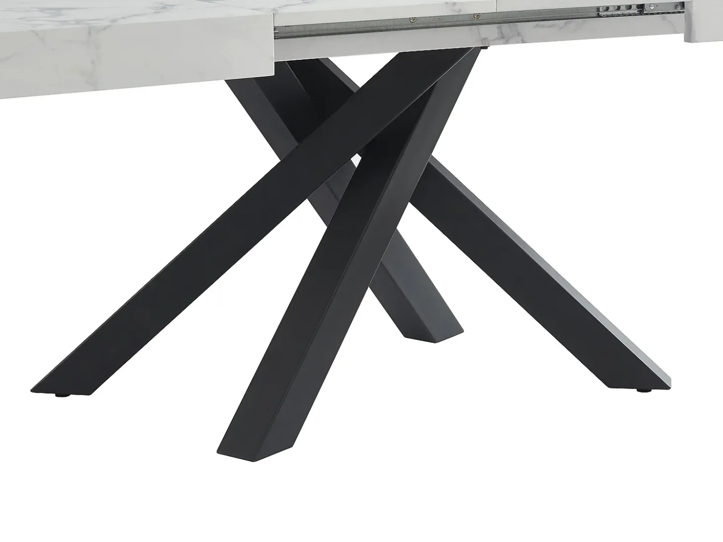 Mesa de comedor de 6 a 10 cubiertos de MDF y metal - Efecto mármol blanco y negro - CATONAV