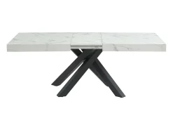 Mesa de comedor de 6 a 10 cubiertos de MDF y metal - Efecto mármol blanco y negro - CATONAV