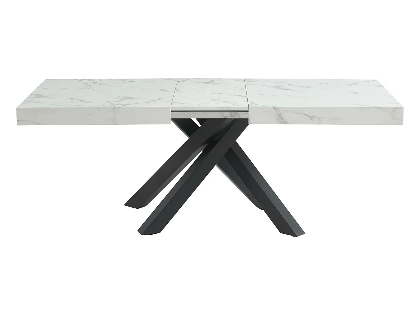 Mesa de comedor de 6 a 10 cubiertos de MDF y metal - Efecto mármol blanco y negro - CATONAV