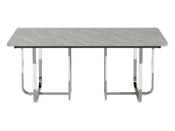 Mesa de comedor de 6 a 8 personas en MDF y metal - Gris y plata - Mesa de comedor rectangular - 180x80x75cm