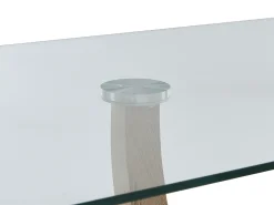 Mesa de comedor de 6 plazas de vidrio templado, acero y MDF natural claro - MELODIE II