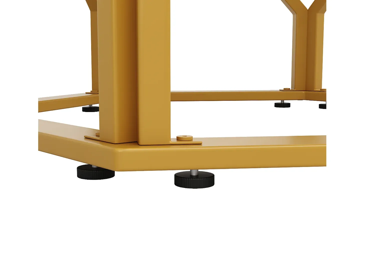 Mesa de comedor de 4 plazas - 100 x 100 x 76 cm - redonda con patas de metal dorado - tablero de MDF jaspeado - MDF + Metal - blanco