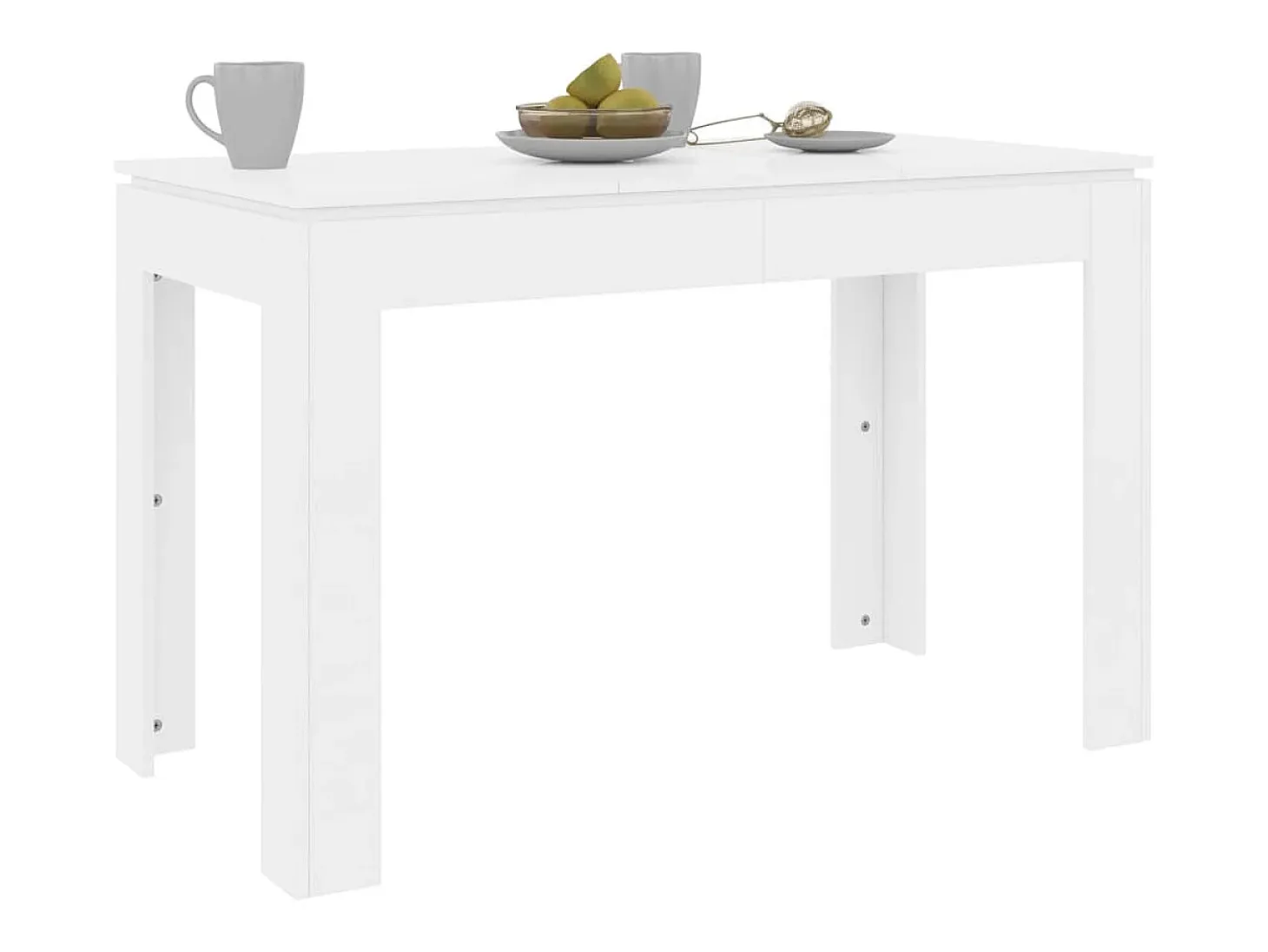 Mesa de comedor de aglomerado blanco brillante 120x60x76 cm