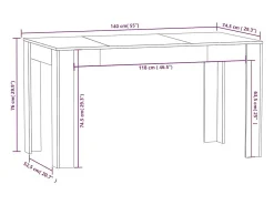 Mesa de comedor de aglomerado gris hormigón 140x74,5x76 cm