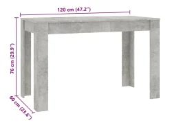 Mesa de comedor de aglomerado gris hormigón 120x60x76 cm