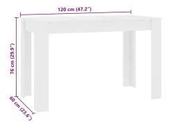 Mesa de comedor de aglomerado blanco 120x60x76 cm