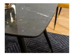 Mesa de comedor de diseño con aspecto de mármol negro y patas de metal Control