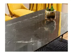 Mesa de comedor de diseño con aspecto de mármol negro y patas de metal Control