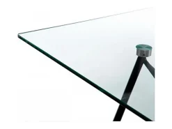 Mesa de comedor de diseño Phoenix 140x80cm con tapa de cristal y patas de metal