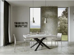 Mesa de comedor de diseño blanca con patas entrelazadas antracita 180 cm Artemis