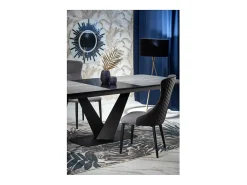 Mesa de comedor de diseño EPONA 180-230x95cm con pata central de metal negro