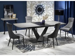 Mesa de comedor de diseño EPONA 180-230x95cm con pata central de metal negro