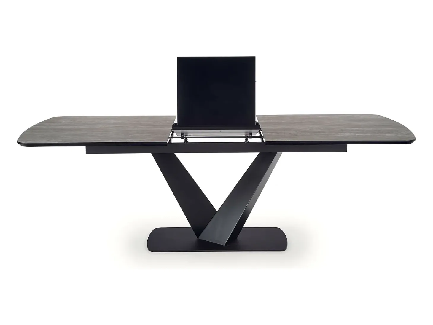 Mesa de comedor de diseño EPONA 180-230x95cm con pata central de metal negro