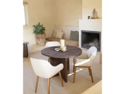 Mesa de comedor de forma orgánica de madera de abeto maciza Decowood en tono nogal de 100x75cm - MUR - DECOWOOD