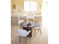 Mesa de comedor de forma orgánica de madera de abeto maciza Decowood en tono nogal de 100x75cm - MUR - DECOWOOD