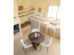 Mesa de comedor de forma orgánica de madera de abeto maciza Decowood en tono nogal de 100x75cm - MUR - DECOWOOD