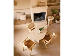 Mesa de comedor de forma orgánica de madera de abeto maciza Decowood en tono natural de 142,9x75cm - MUR - DECOWOOD