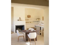 Mesa de comedor de forma orgánica de madera de abeto maciza Decowood en tono nogal de 142,9x75cm - MUR - DECOWOOD