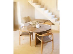 Mesa de comedor de forma orgánica de madera de abeto maciza Decowood en tono roble oscuro de 100x75cm - MUR - DECOWOOD