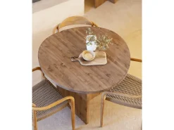 Mesa de comedor de forma orgánica de madera de abeto maciza Decowood en tono roble oscuro de 100x75cm - MUR - DECOWOOD
