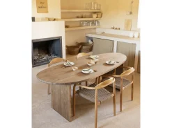 Mesa de comedor de forma orgánica de madera de abeto maciza Decowood en tono roble oscuro de 182,9x75cm - MUR - DECOWOOD