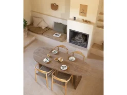 Mesa de comedor de forma orgánica de madera de abeto maciza Decowood en tono roble oscuro de 182,9x75cm - MUR - DECOWOOD