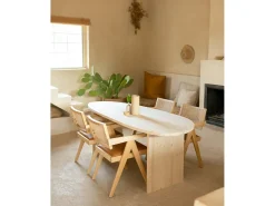 Mesa de comedor de forma orgánica de madera de abeto maciza Decowood en tono natural de 210,9x75cm - MUR - DECOWOOD