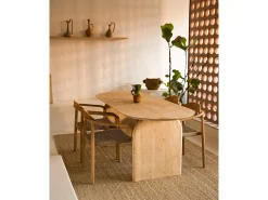 Mesa de comedor de madera de abeto maciza ovalada Decowood en tono roble medio de 200x75,2cm - BLOOM - DECOWOOD