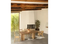 Mesa de comedor de madera maciza en tono roble oscuro 160x75cm - TENA - DECOWOOD