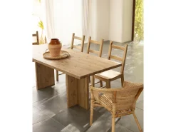 Mesa de comedor de madera maciza en tono roble oscuro 160x75cm - TENA - DECOWOOD