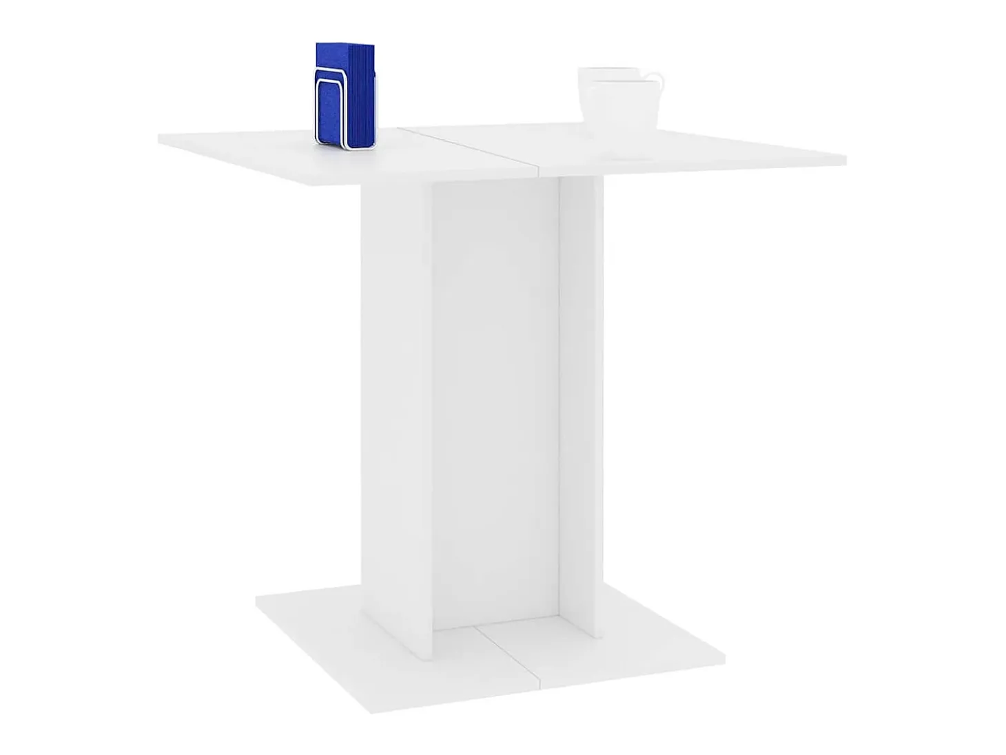 Mesa de comedor de madera contrachapada blanco 80x80x75 cm