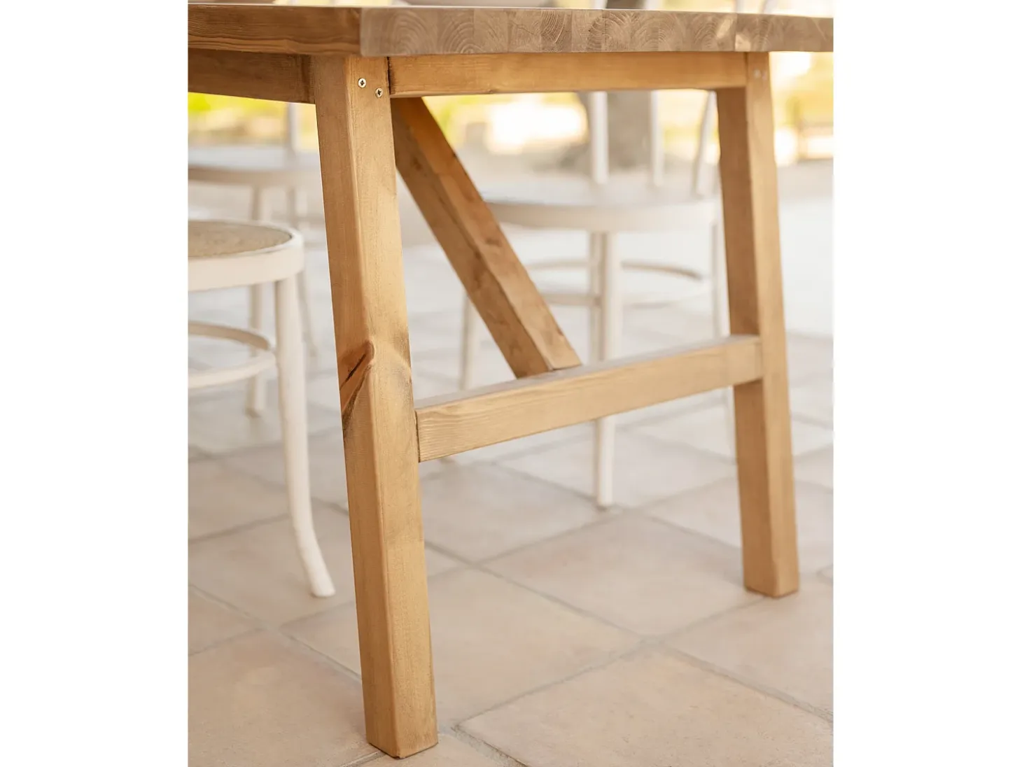 Mesa de comedor de madera maciza de abeto rectangular Decowood en tono roble oscuro de 200x75cm - SIEP - DECOWOOD