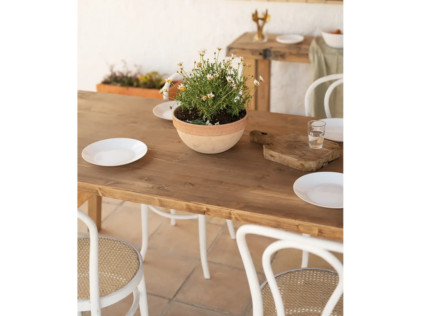 Mesa de comedor de madera maciza de abeto rectangular Decowood en tono roble oscuro de 200x75cm - SIEP - DECOWOOD