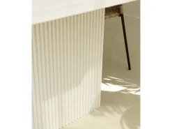 Mesa de comedor de madera de pino maciza rectangular con patas ranuradas Decowood de 200x80cm en tono blanco - BALI - DECOWOOD