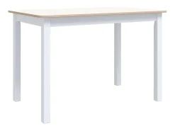 Mesa de comedor de madera de caucho blanco marrón 114x71x75 cm