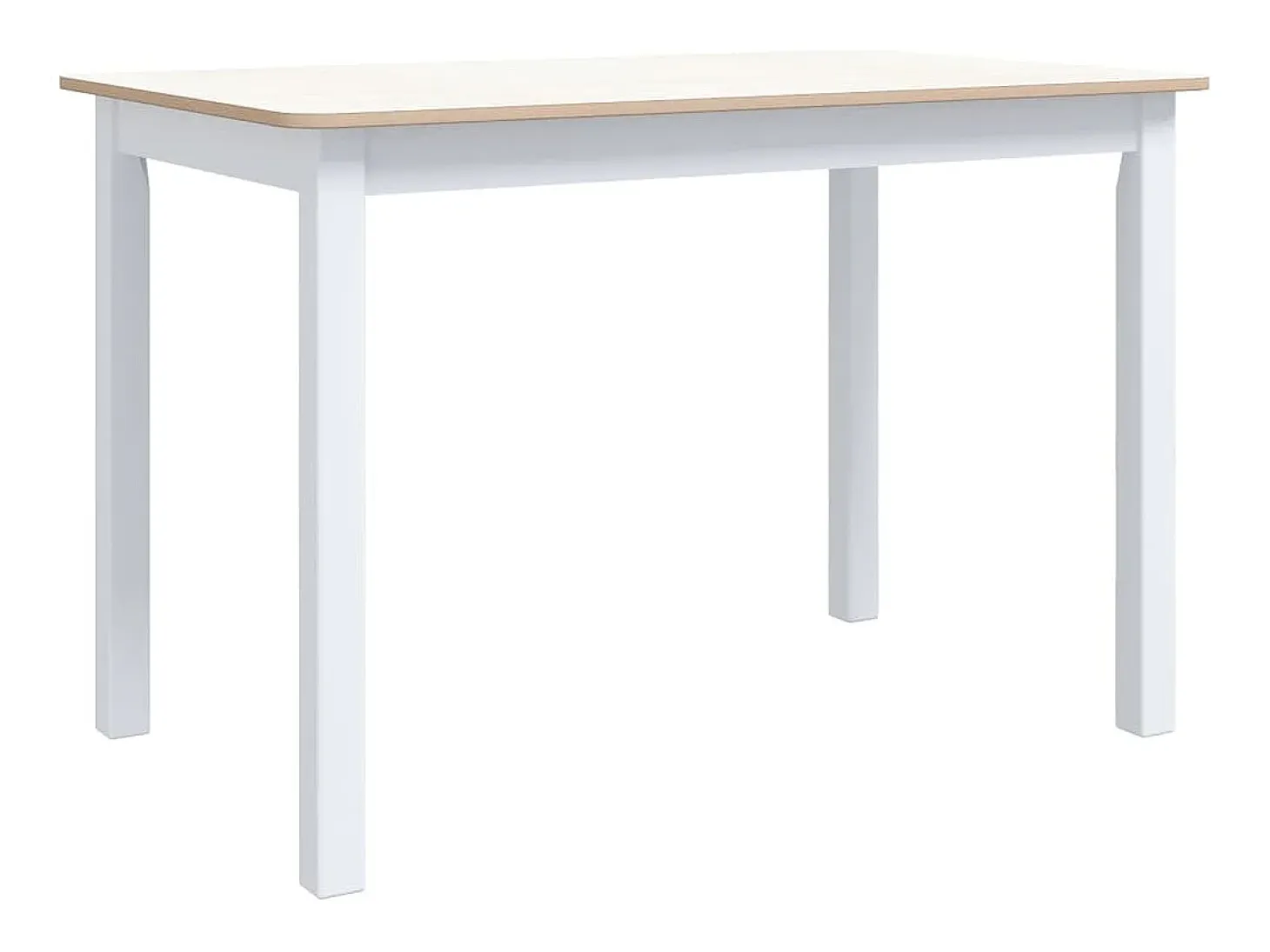 Mesa de comedor de madera de caucho blanco marrón 114x71x75 cm