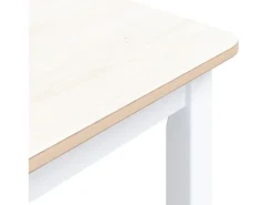 Mesa de comedor de madera de caucho blanco marrón 114x71x75 cm