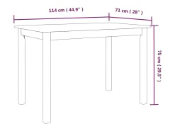 Mesa de comedor de madera de caucho blanco marrón 114x71x75 cm