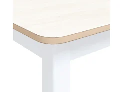 Mesa de comedor de madera de caucho blanco marrón 114x71x75 cm