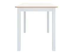 Mesa de comedor de madera de caucho blanco marrón 114x71x75 cm