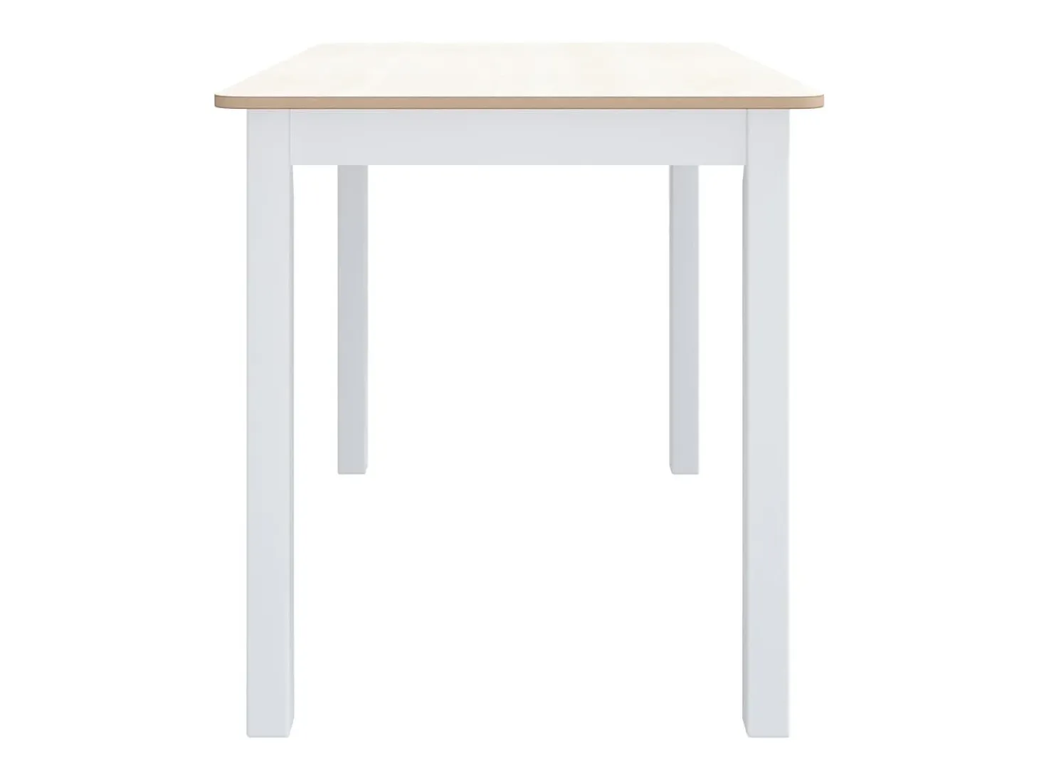 Mesa de comedor de madera de caucho blanco marrón 114x71x75 cm