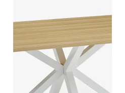 Mesa de comedor de madera 200x100 cm con patas cruzadas color blanco Moyo