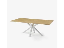 Mesa de comedor de madera 200x100 cm con patas cruzadas color blanco Moyo