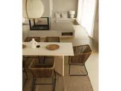 Mesa de comedor de madera maciza de abeto rectangular Decowood en tono natural de 180x75cm en tono natural - KYOTO - DECOWOOD