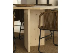 Mesa de comedor de madera maciza de abeto rectangular Decowood en tono natural de 180x75cm en tono natural - KYOTO - DECOWOOD