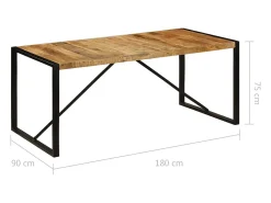 Mesa de comedor de madera maciza de mango rugosa 180 cm